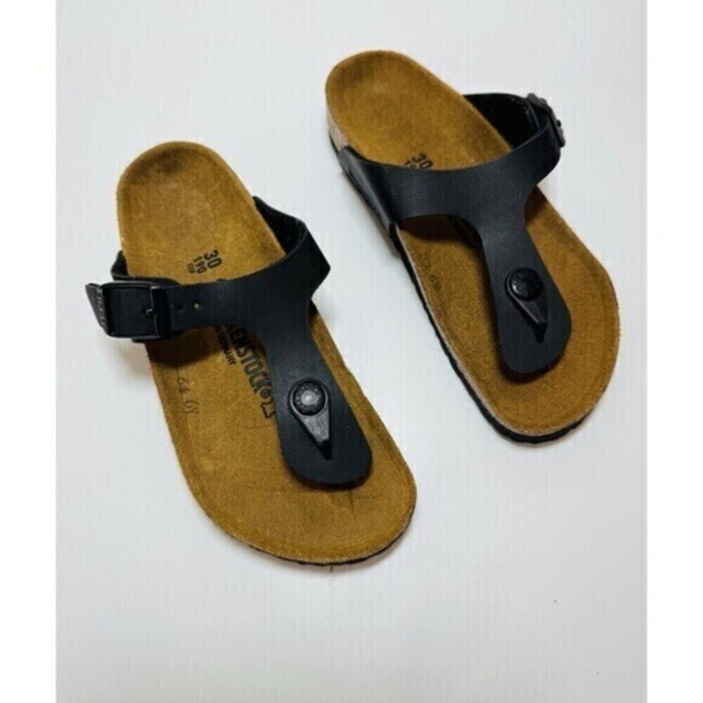 Birkenstock Gizeh Birko-Flor Sandals Black Kids Size US C 12 EU 30 Girls NARROW
